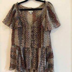 Odille 100% silk feather blouse size 0